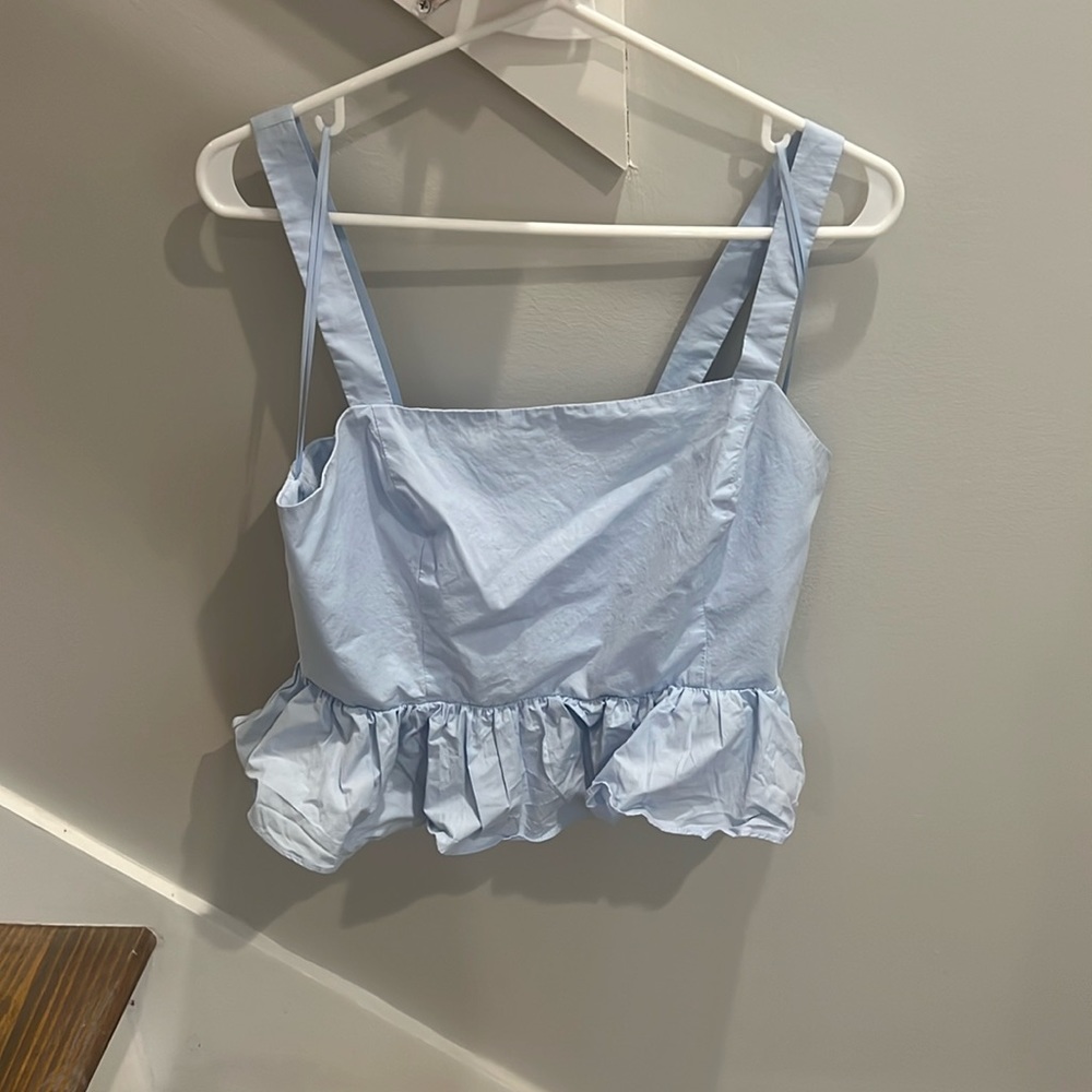 Light Blue Pants Store Crop Top, Size M